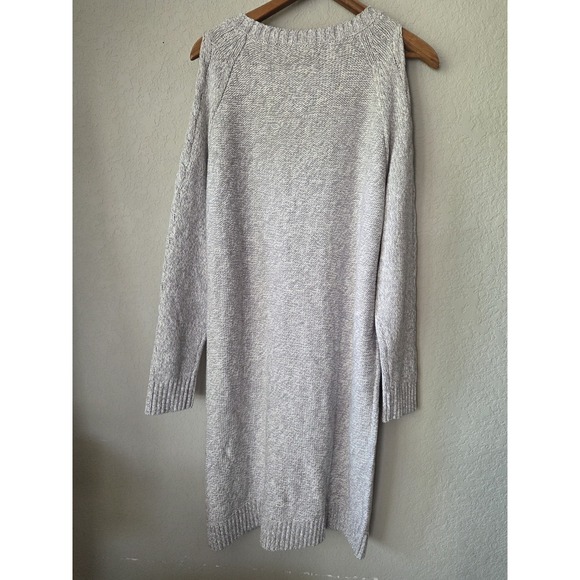 Womens Loft XL Tall GRAY CABLE KNIT SWEATER DRESS Open Cold Shoulder NEW - Picture 5 of 7